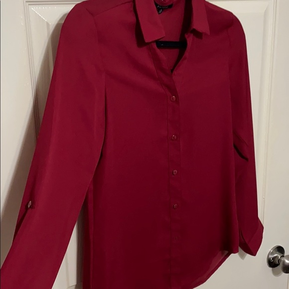 Deep red button blouse - Picture 3 of 5
